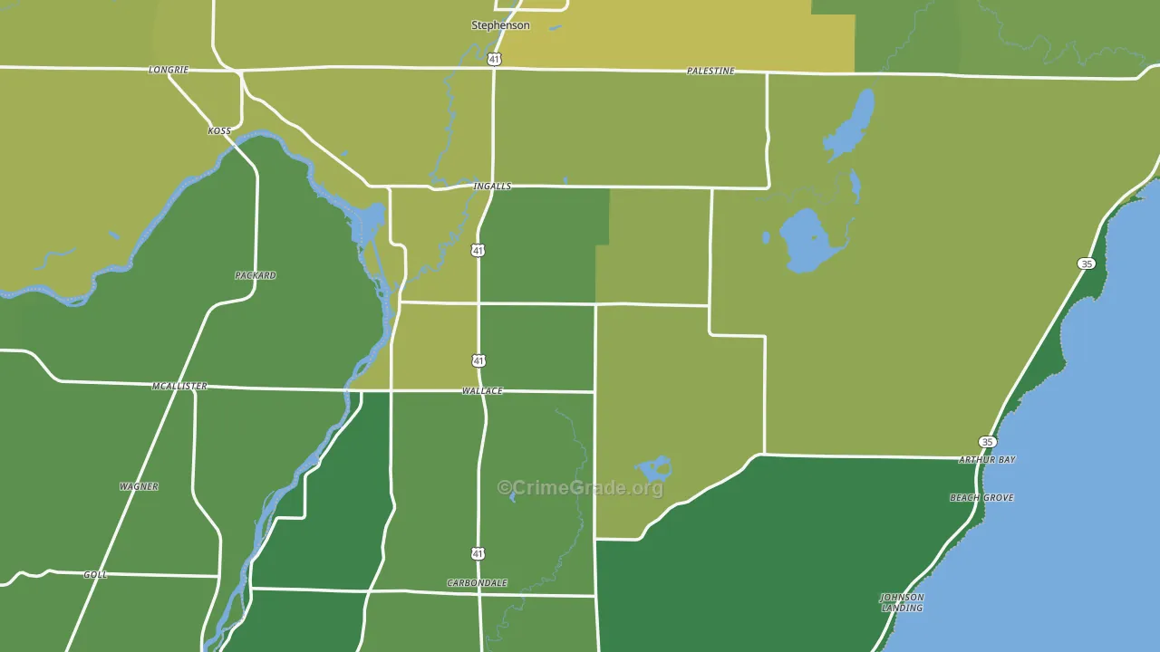 Menominee County, MI Map of Drug-Related Crime Rates