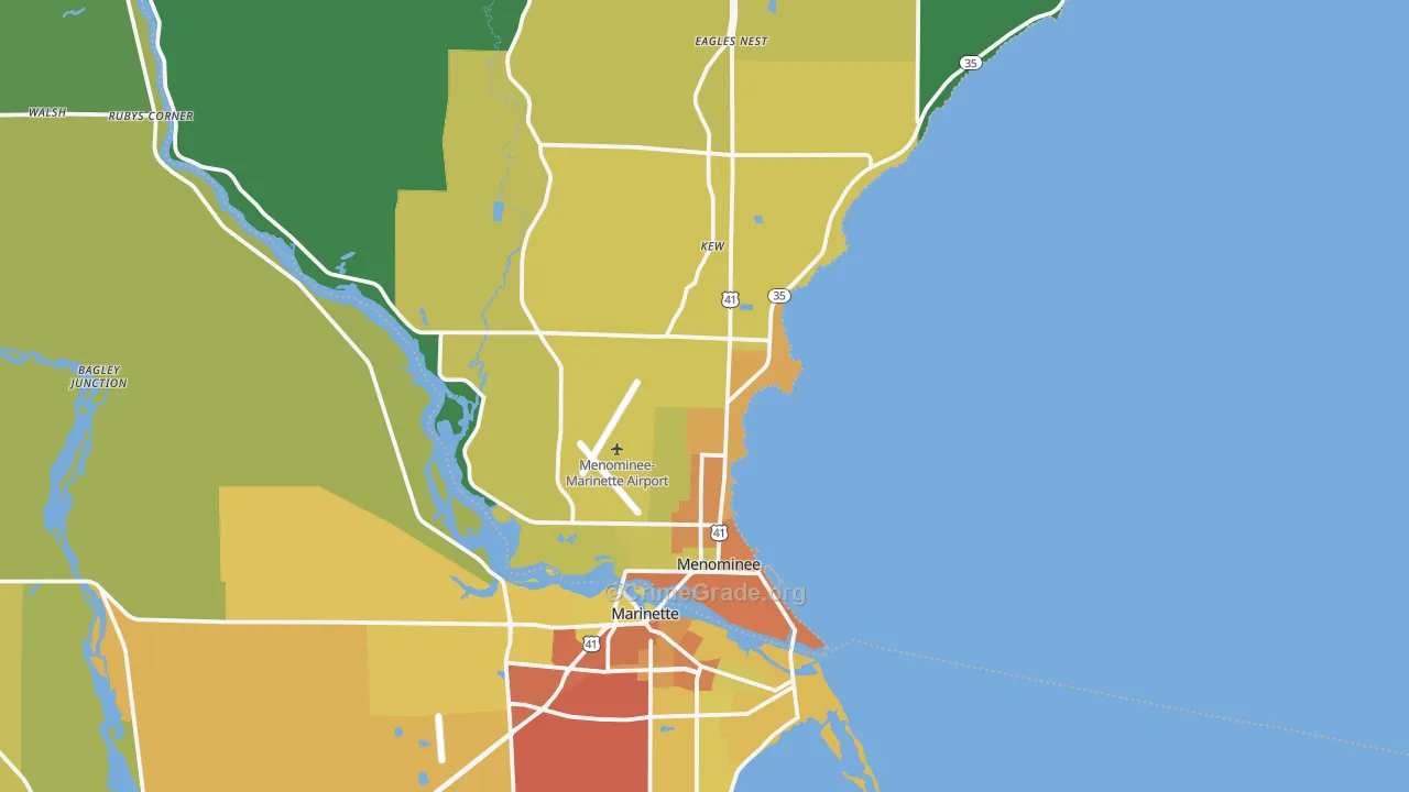 Menominee, MI Map of Drug-Related Crime Rates