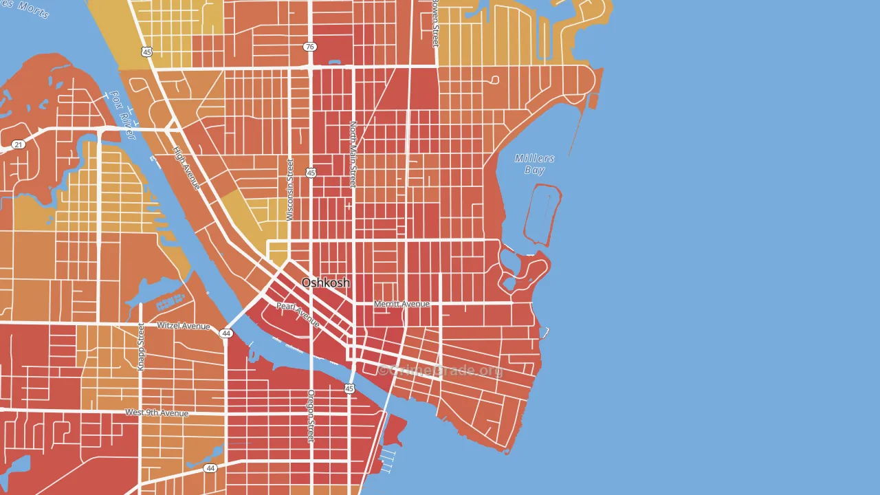 Menominee South, Oshkosh, WI Map of Drug-Related Crime Rates