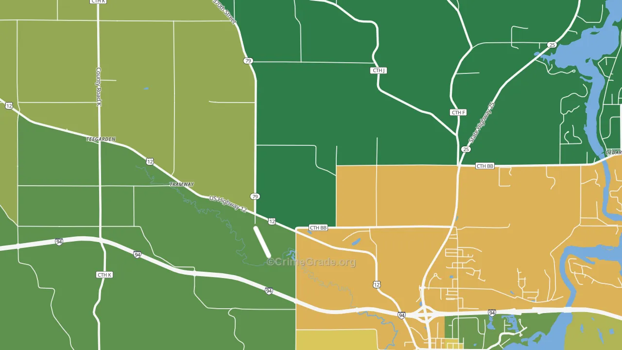 Menomonie Junction, WI Map of Drug-Related Crime Rates