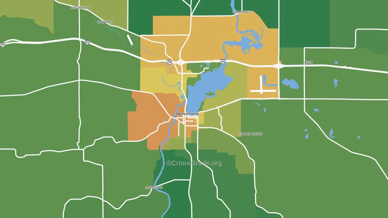 Menomonie, WI Map of Drug-Related Crime Rates