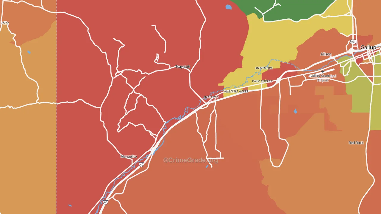 Mentmore, NM Map of Drug-Related Crime Rates