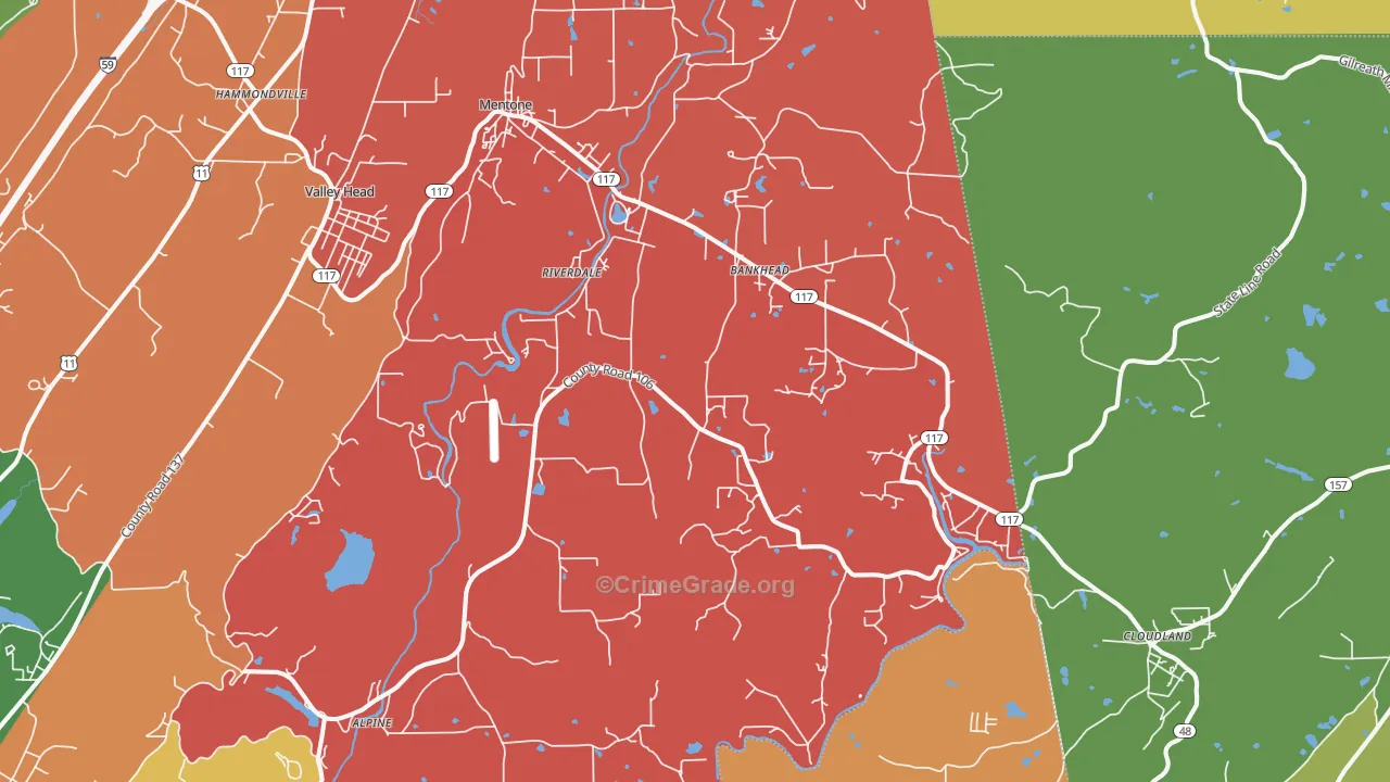 Mentone, AL Map of Drug-Related Crime Rates