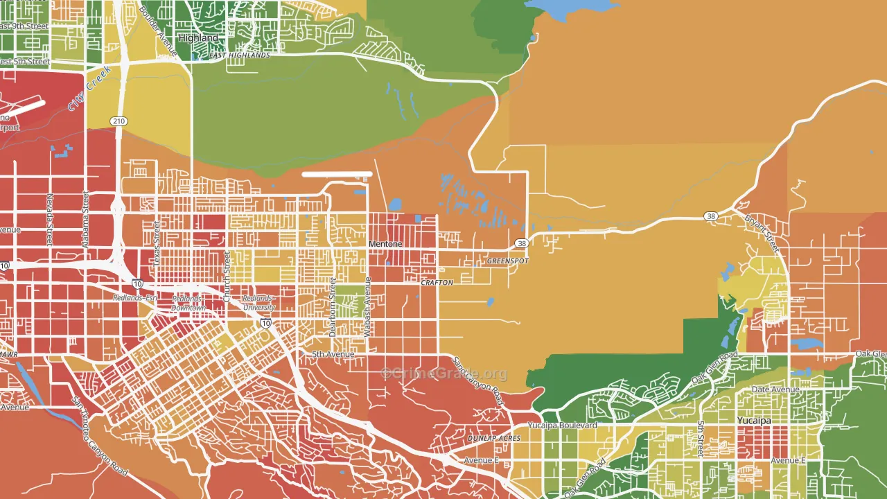Mentone, CA Map of Drug-Related Crime Rates