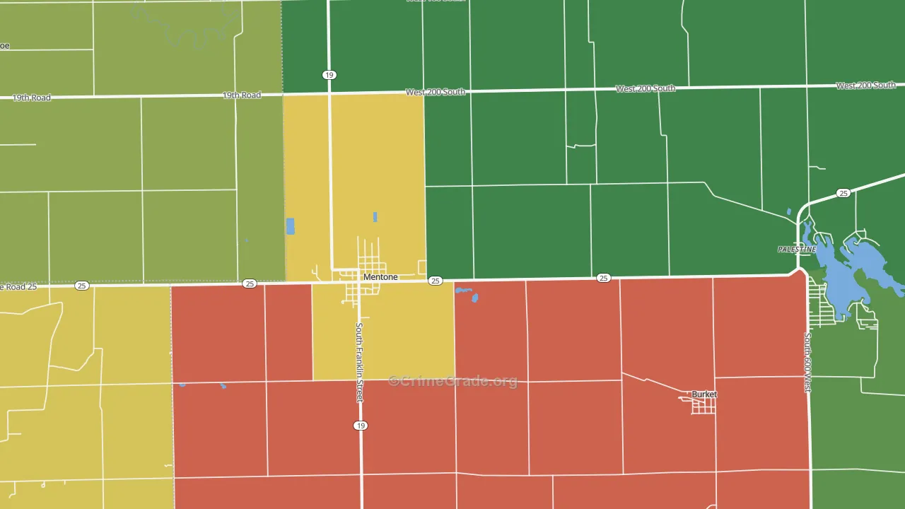 Mentone, IN Map of Drug-Related Crime Rates