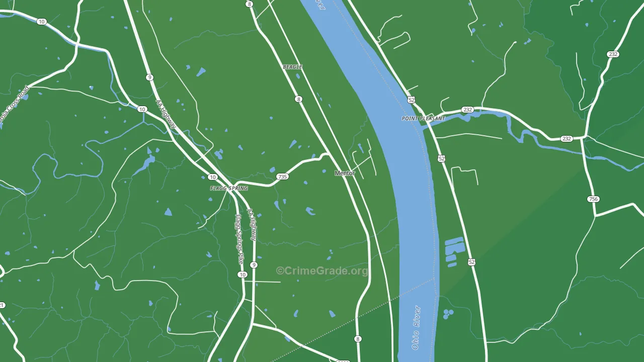 Mentor, KY Map of Drug-Related Crime Rates