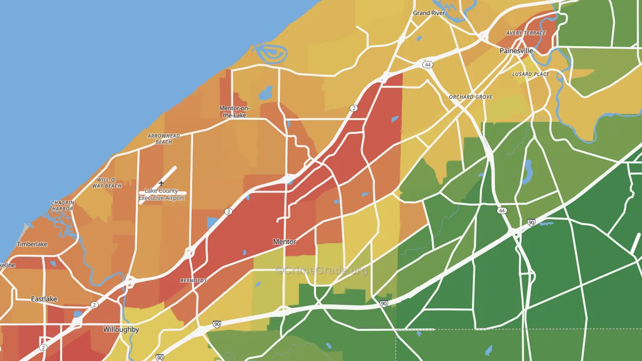 Mentor, OH Map of Drug-Related Crime Rates