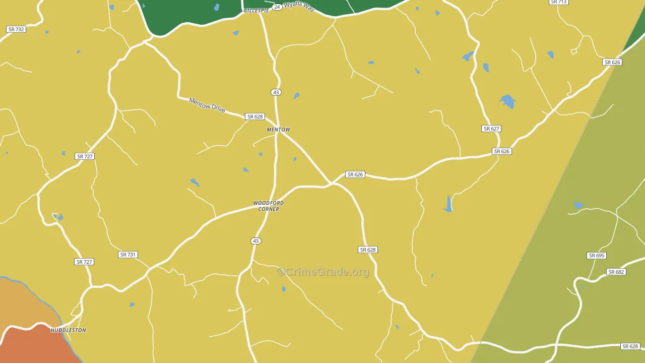 Mentow, VA Map of Drug-Related Crime Rates