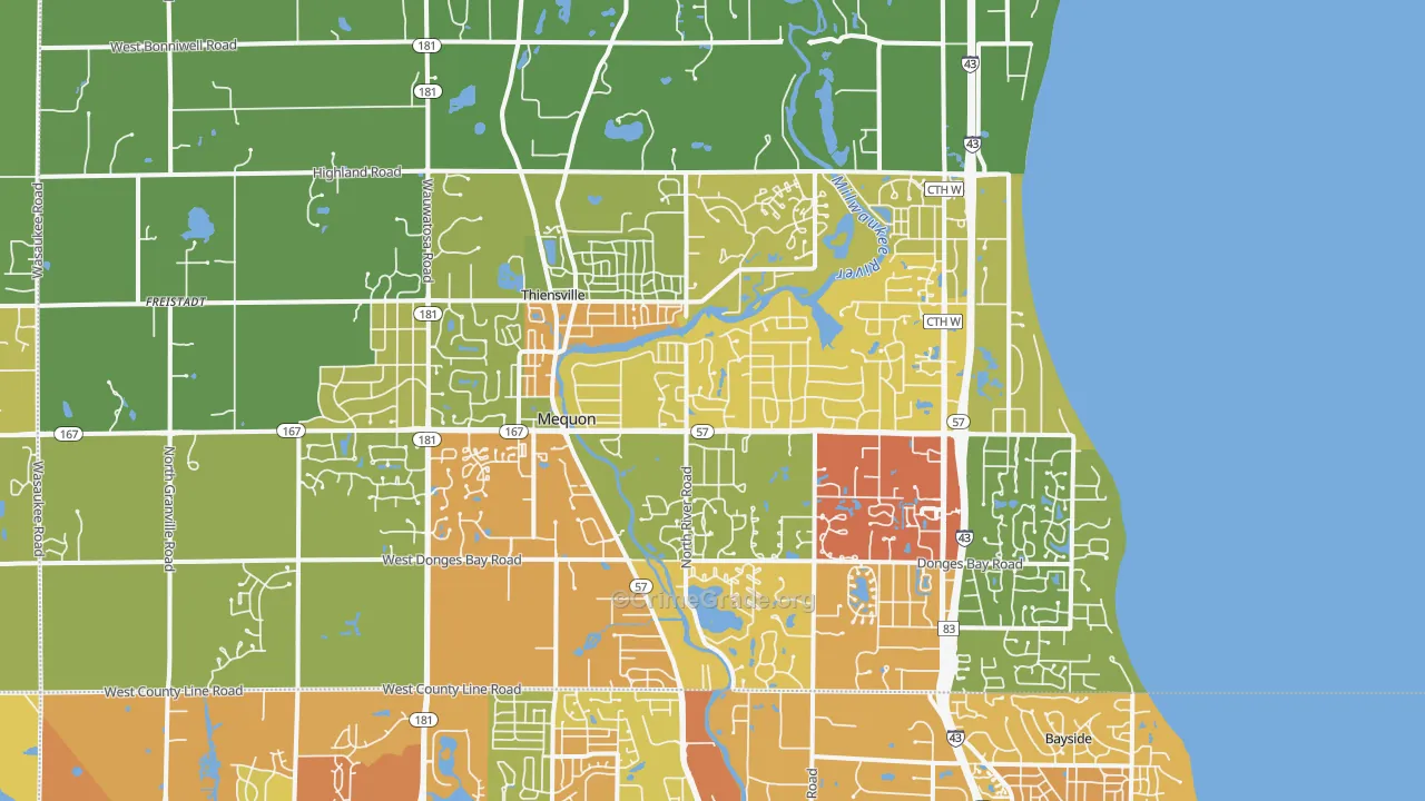 Mequon, WI Map of Drug-Related Crime Rates
