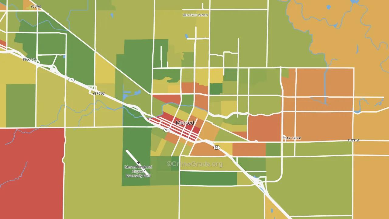 Merced, CA Map of Drug-Related Crime Rates
