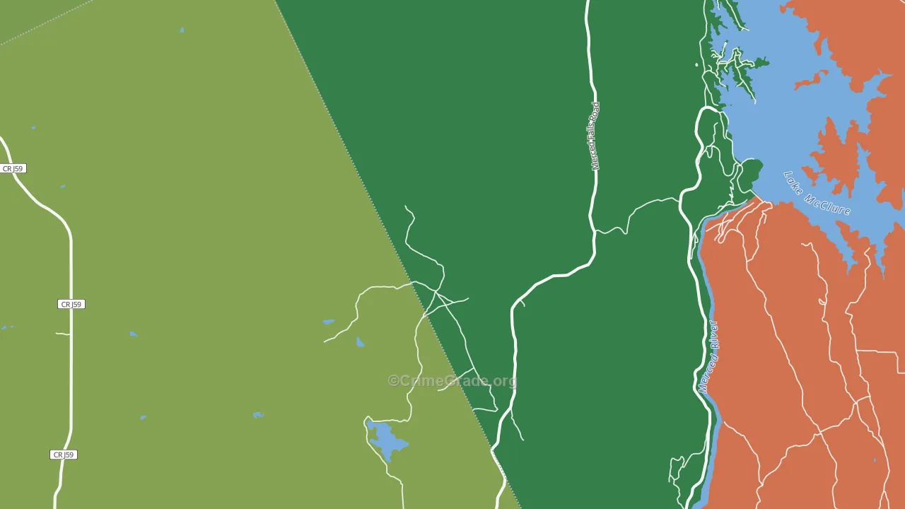 Merced Falls, CA Map of Drug-Related Crime Rates