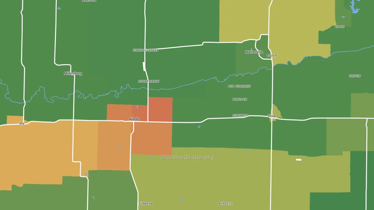 Mercer County, IL Map of Drug-Related Crime Rates