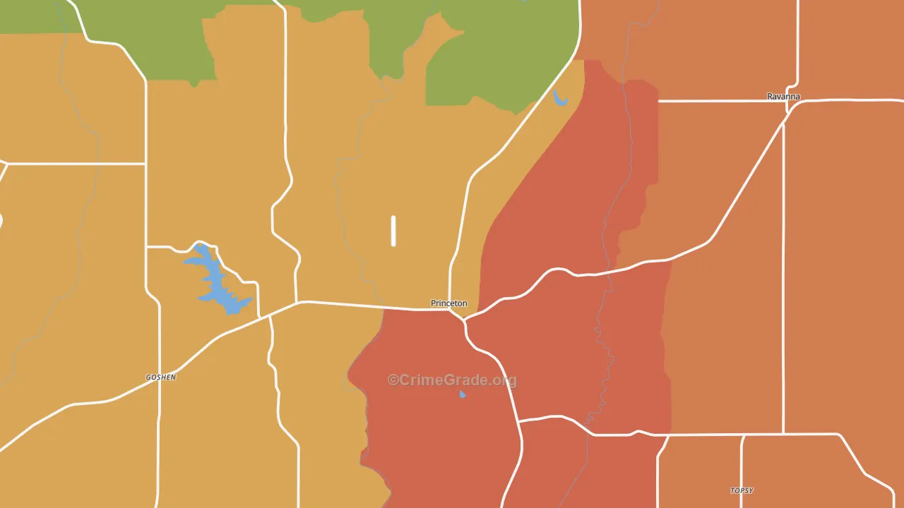 Mercer County, MO Map of Drug-Related Crime Rates