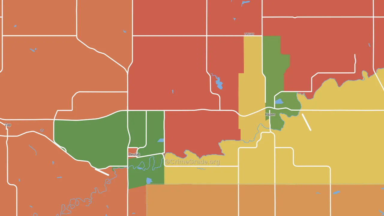 Mercer County, ND Map of Drug-Related Crime Rates