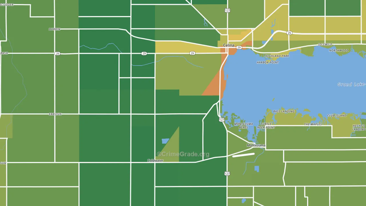 Mercer County, OH Map of Drug-Related Crime Rates