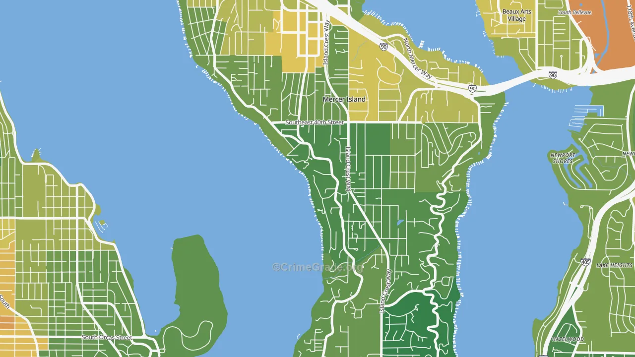 Mercer Heights, Mercer Island, WA Map of Drug-Related Crime Rates