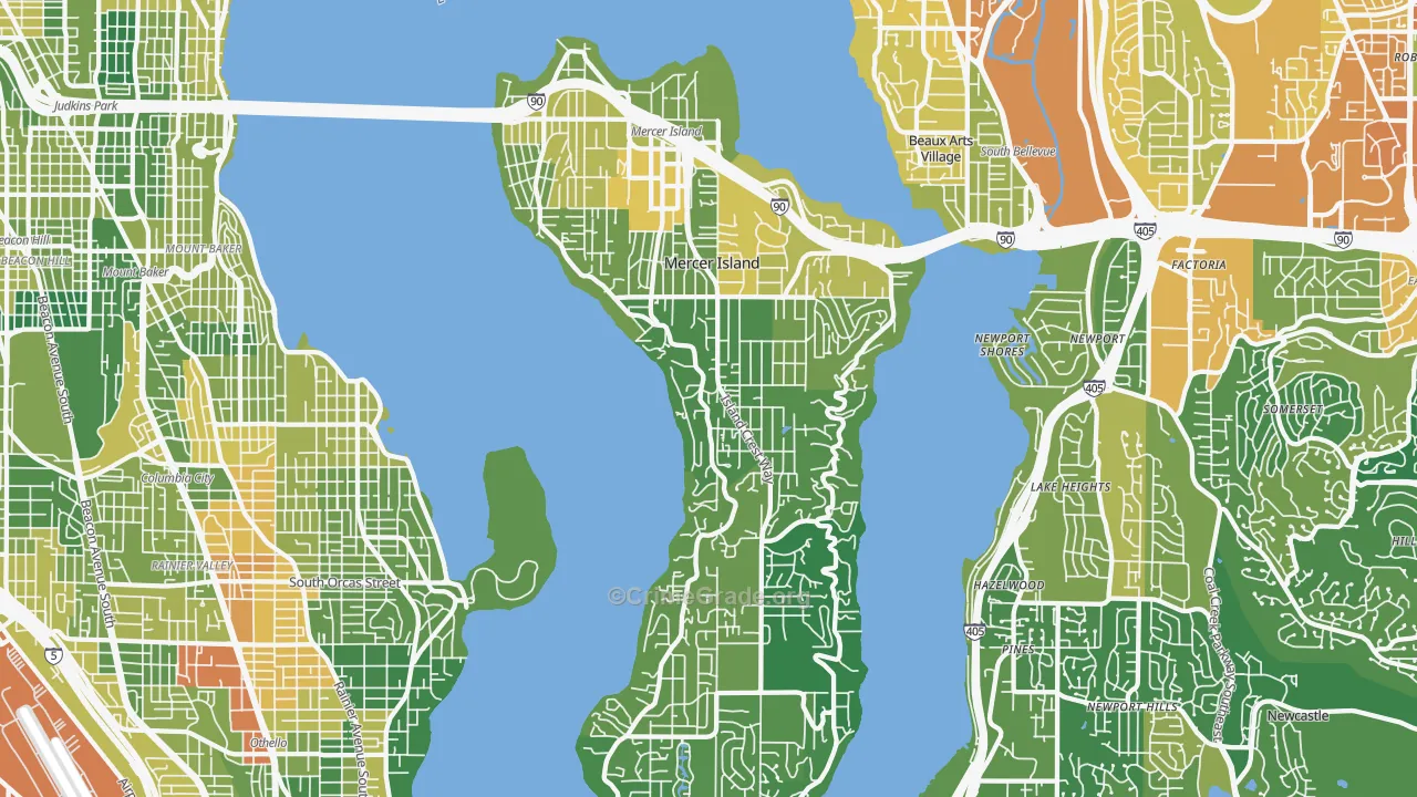 Mercer Island, WA Map of Drug-Related Crime Rates