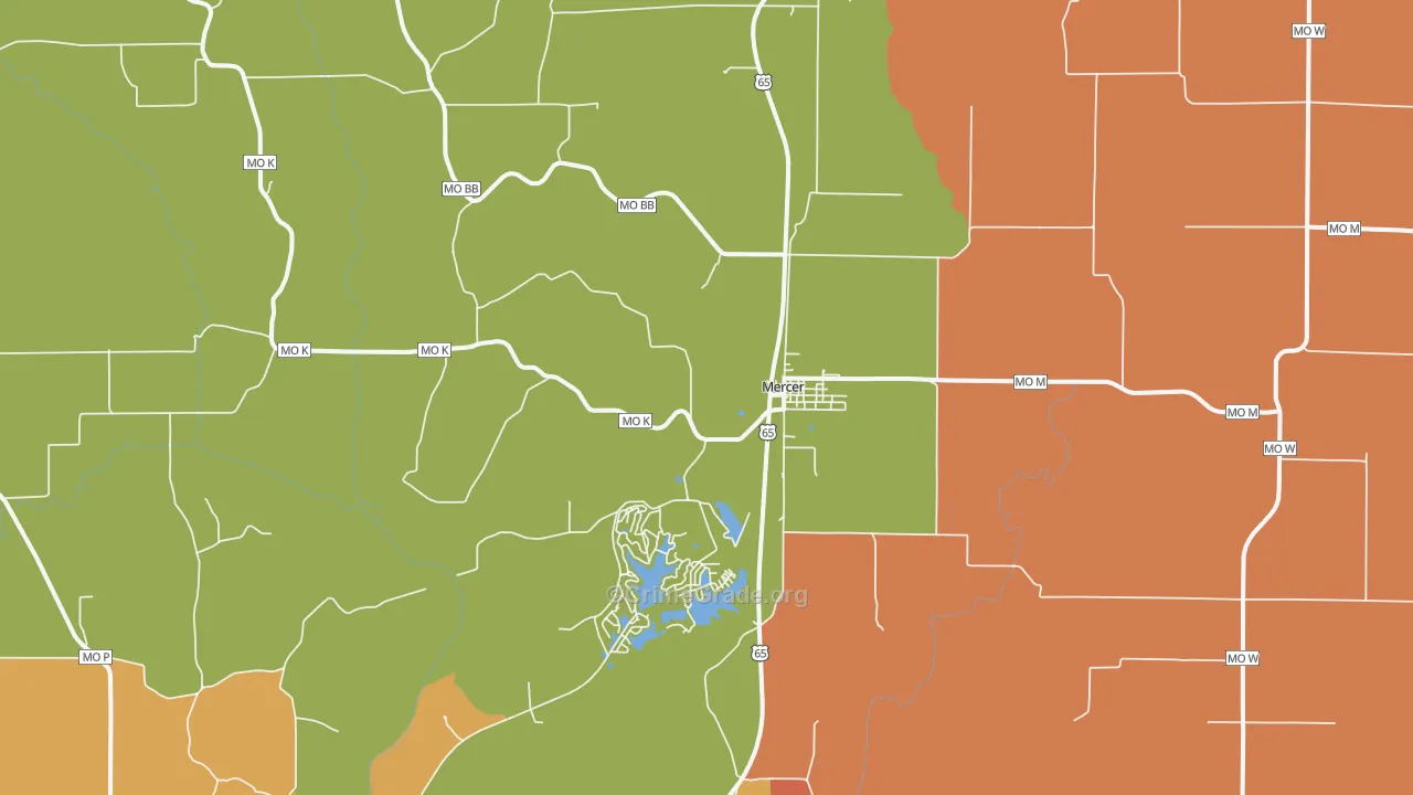 Mercer, MO Map of Drug-Related Crime Rates