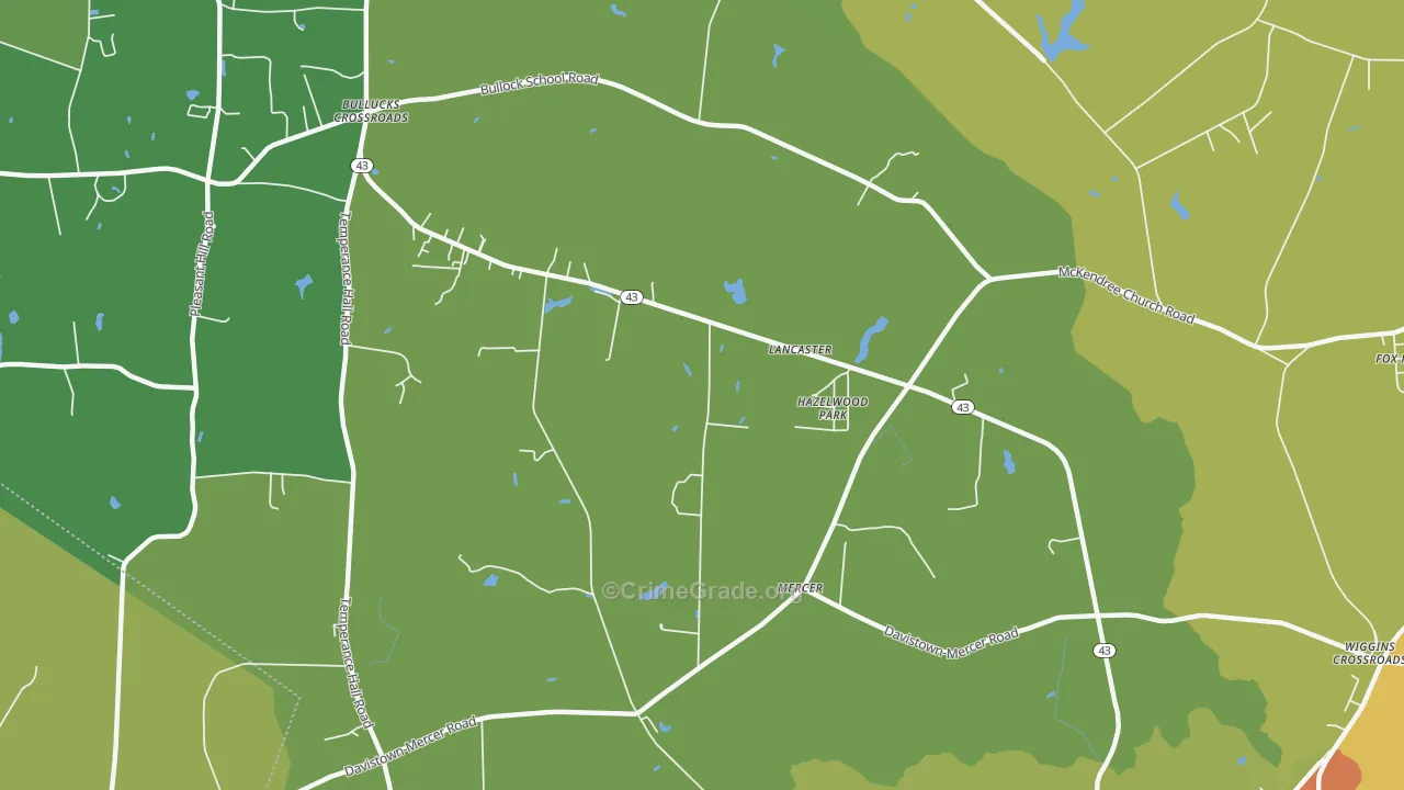 Mercer, NC Map of Drug-Related Crime Rates