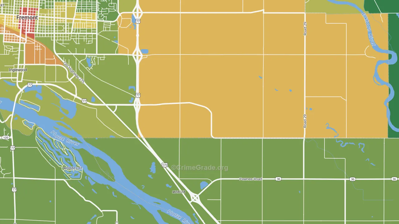 Mercer, NE Map of Drug-Related Crime Rates
