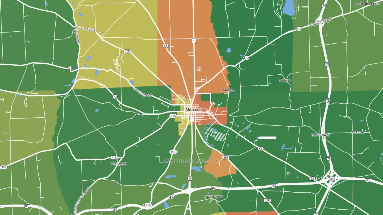 Mercer, PA Map of Drug-Related Crime Rates