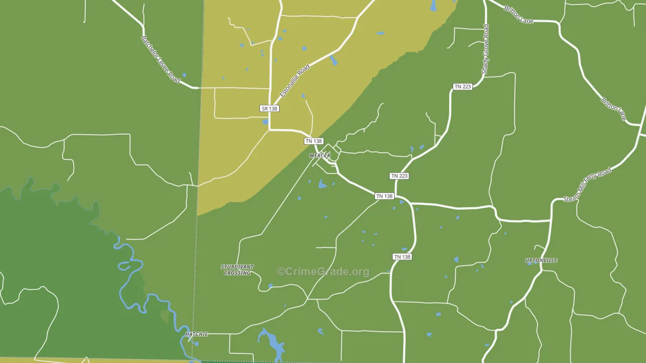 Mercer, TN Map of Drug-Related Crime Rates
