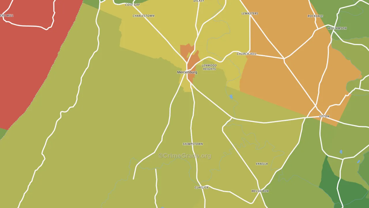 Mercersburg, PA Map of Drug-Related Crime Rates