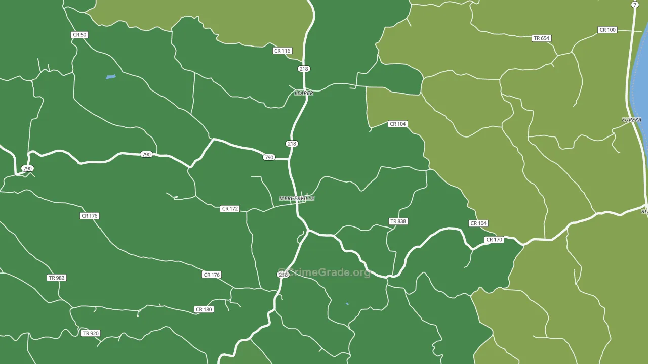 Mercerville, OH Map of Drug-Related Crime Rates