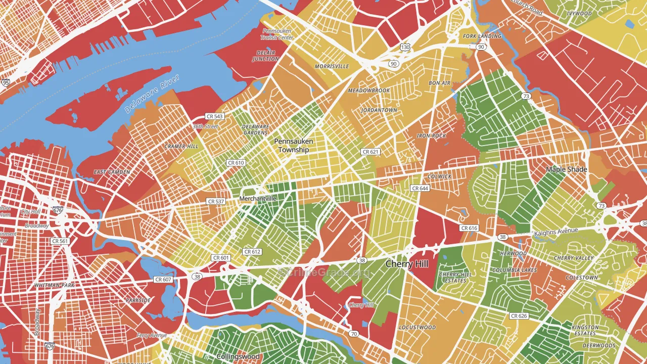 Merchantville, NJ Map of Drug-Related Crime Rates