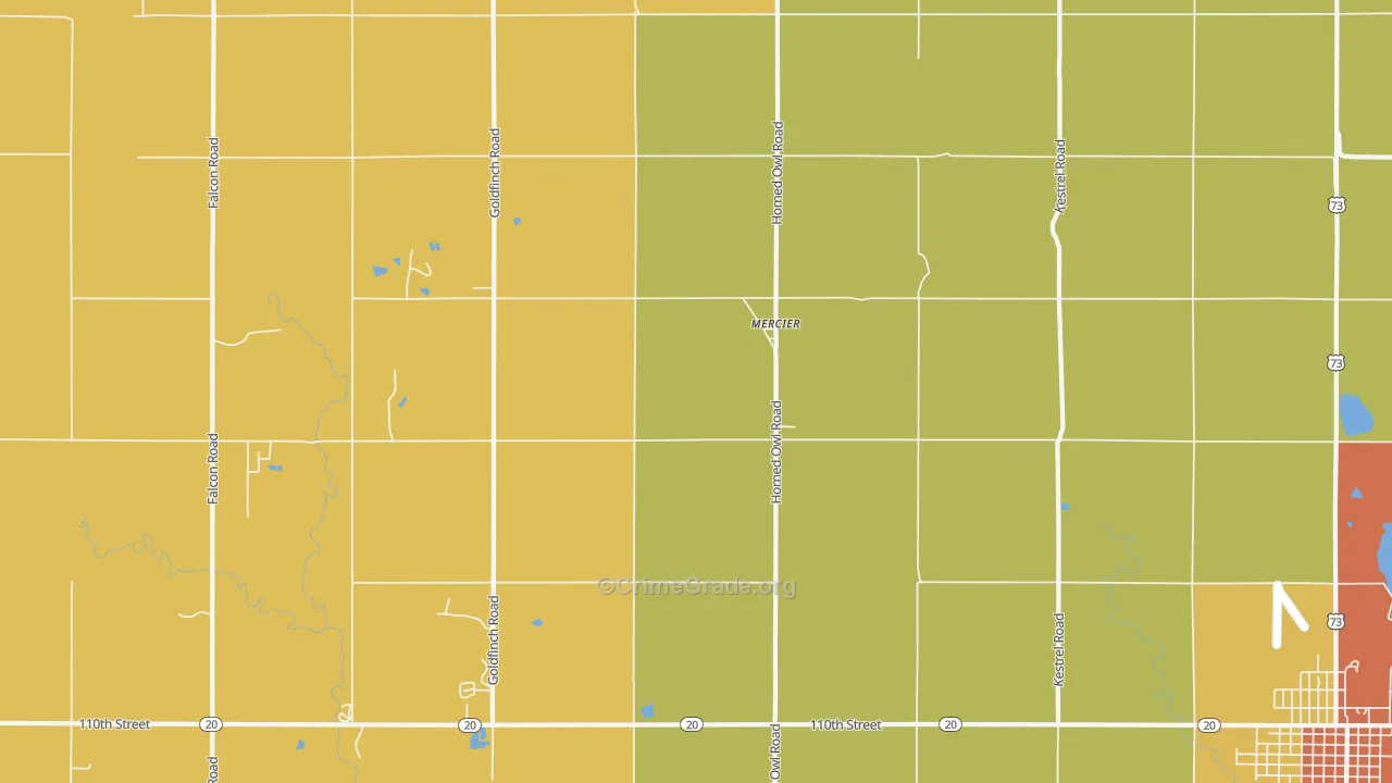 Mercier, KS Map of Drug-Related Crime Rates