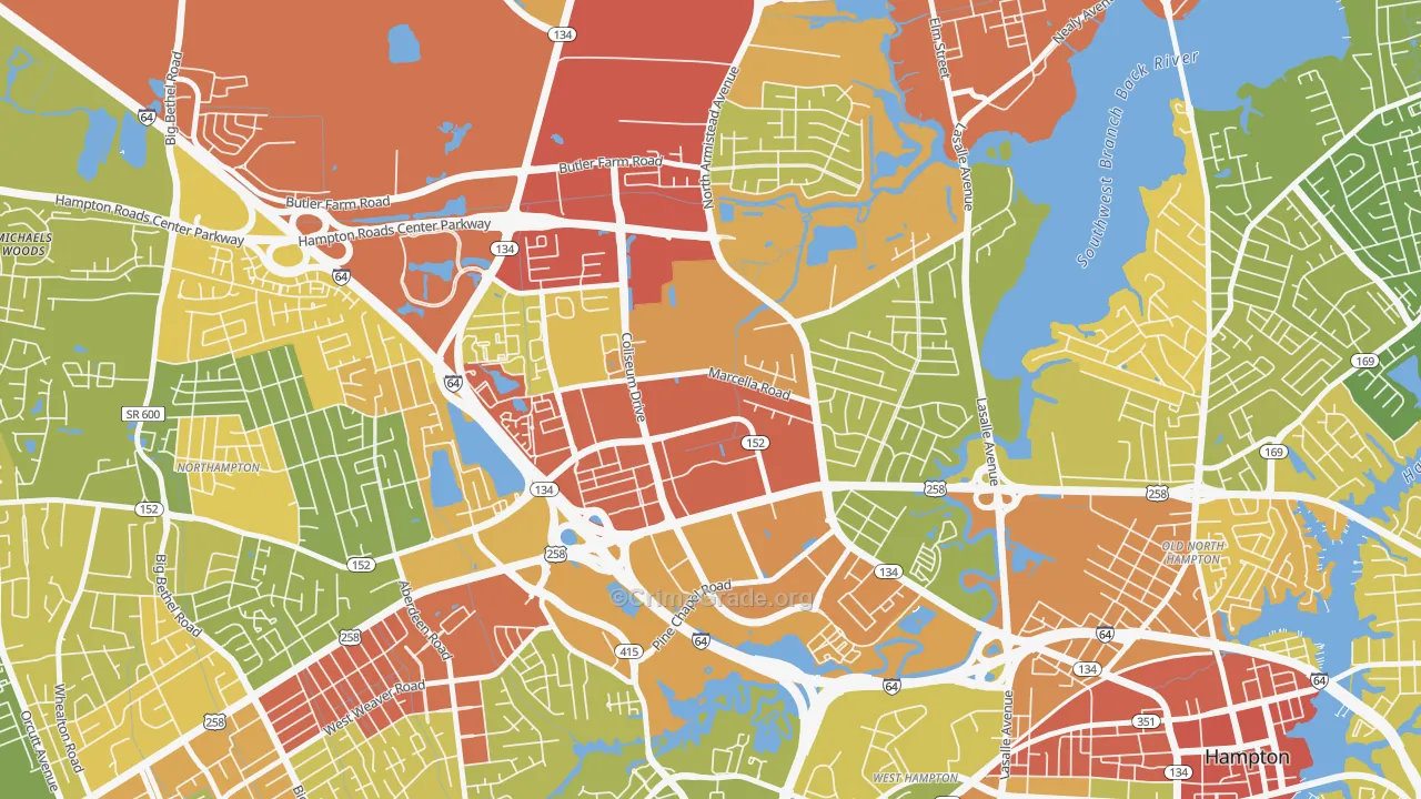 Mercury Central, Hampton, VA Map of Drug-Related Crime Rates