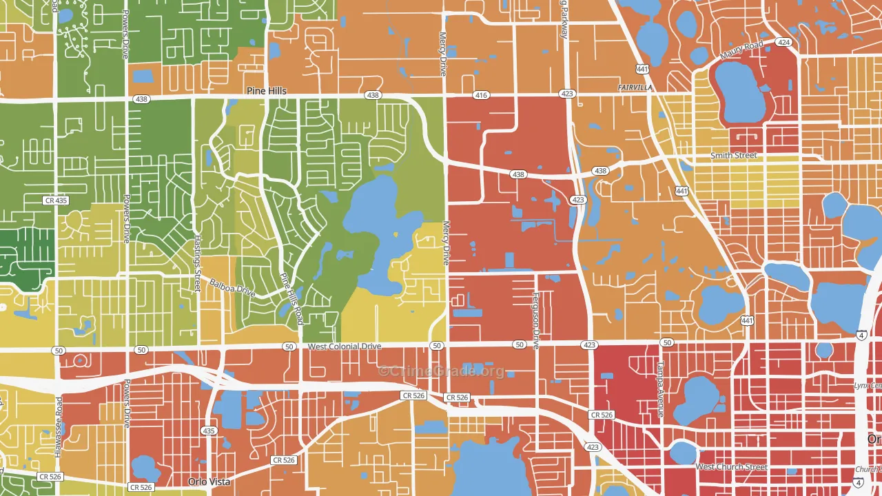 Mercy Drive, Orlando, FL Map of Drug-Related Crime Rates