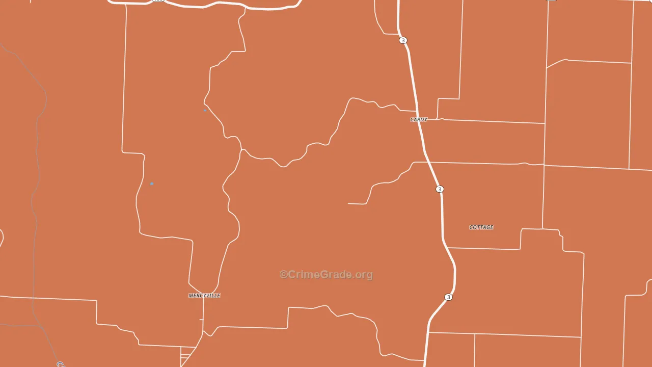 Mercyville, MO Map of Drug-Related Crime Rates