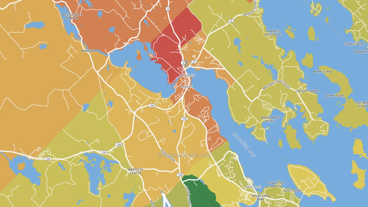 Meredith, NH Map of Drug-Related Crime Rates