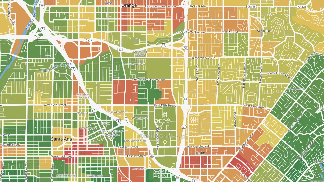 Meredith Parkwood, Santa Ana, CA Map of Drug-Related Crime Rates