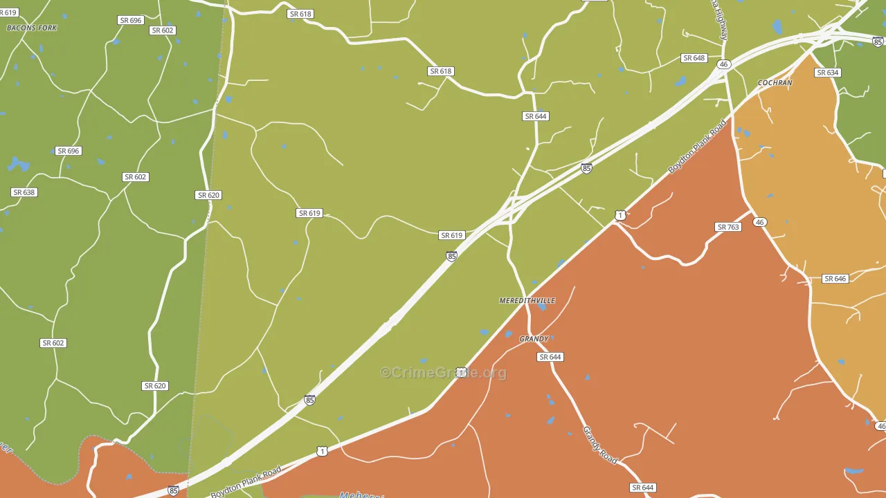 Meredithville, VA Map of Drug-Related Crime Rates
