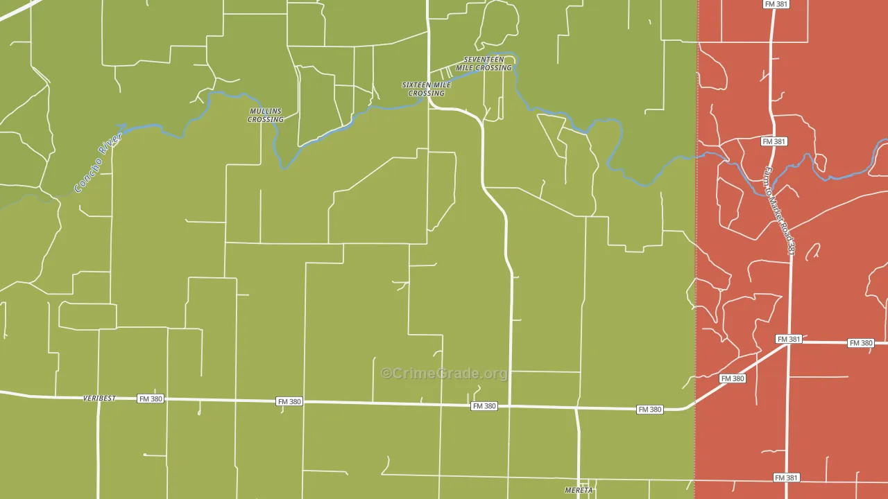 Mereta, TX Map of Drug-Related Crime Rates