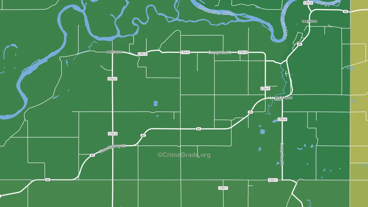 Meridean, WI Map of Drug-Related Crime Rates