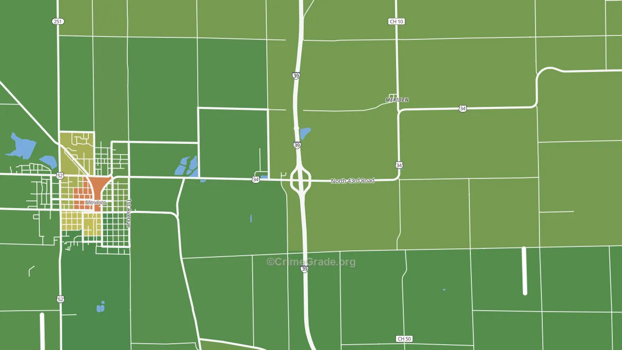 Meriden, IL Map of Drug-Related Crime Rates