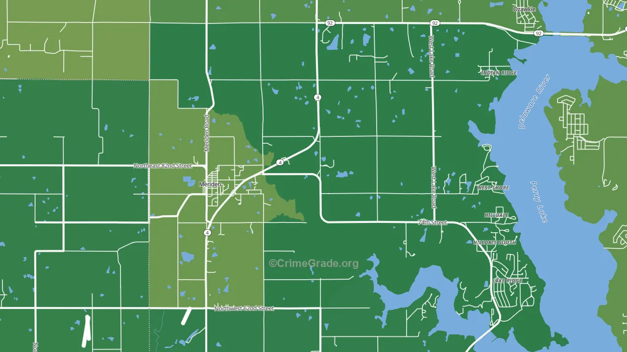 Meriden, KS Map of Drug-Related Crime Rates