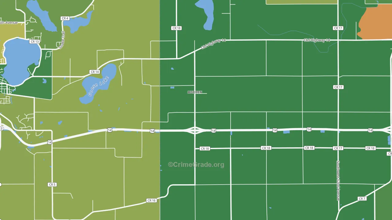 Meriden, MN Map of Drug-Related Crime Rates