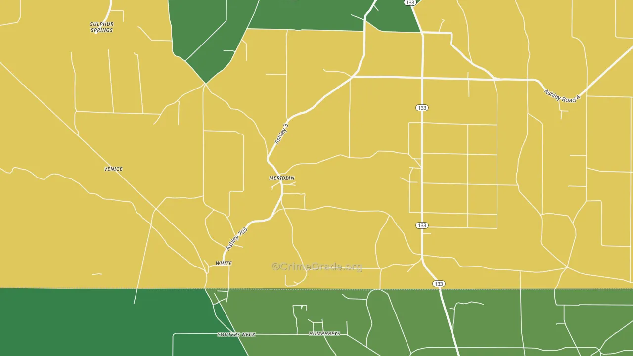 Meridian, AR Map of Drug-Related Crime Rates