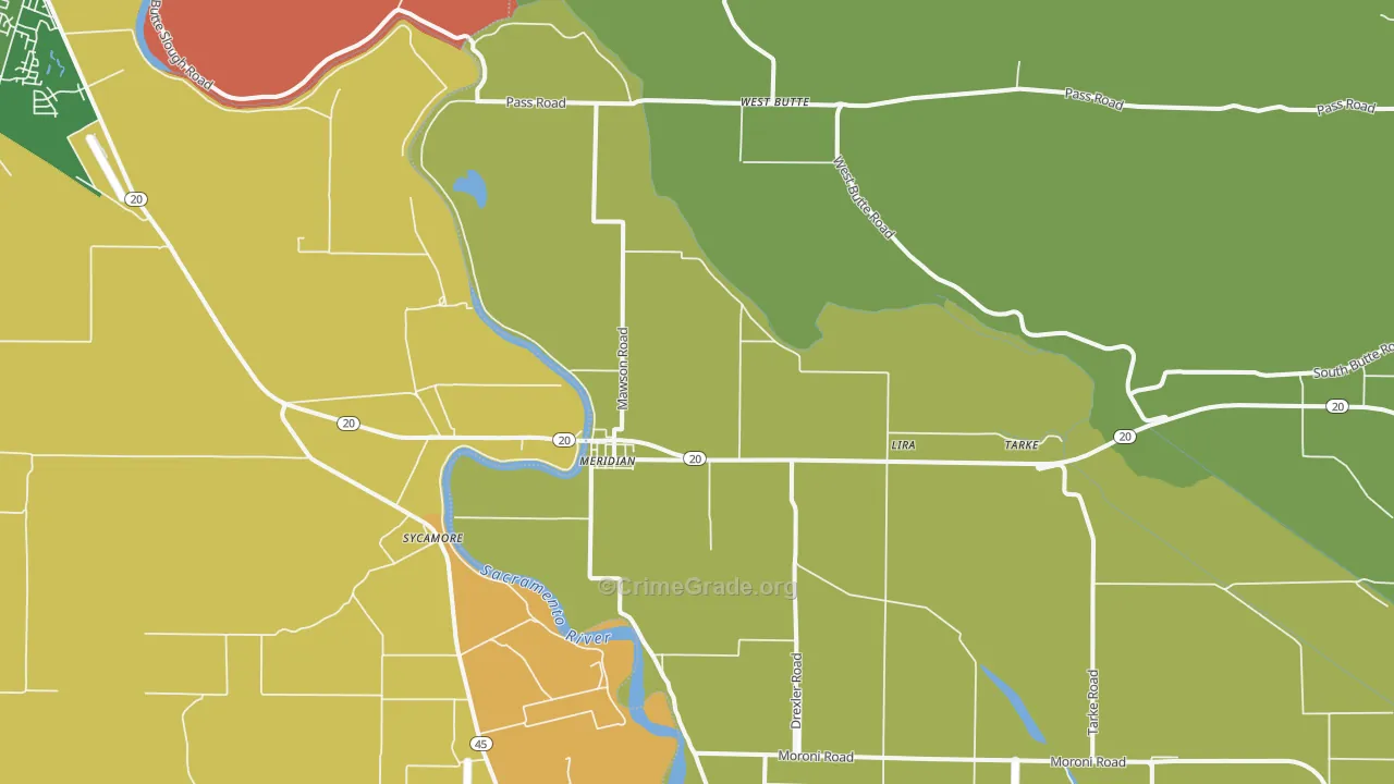 Meridian, CA Map of Drug-Related Crime Rates