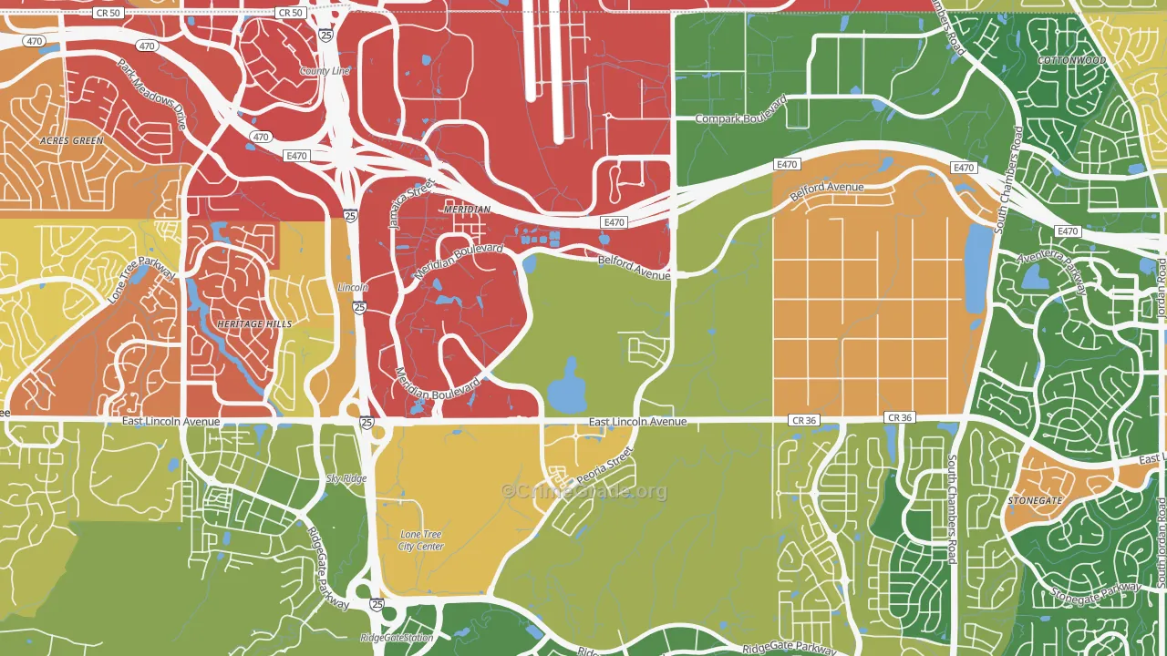 Meridian, CO Map of Drug-Related Crime Rates