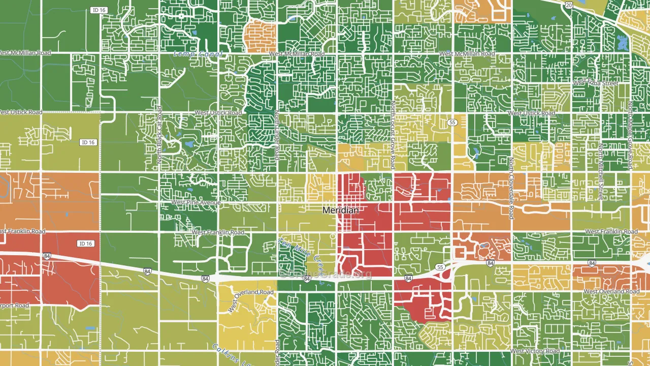 Meridian, ID Map of Drug-Related Crime Rates