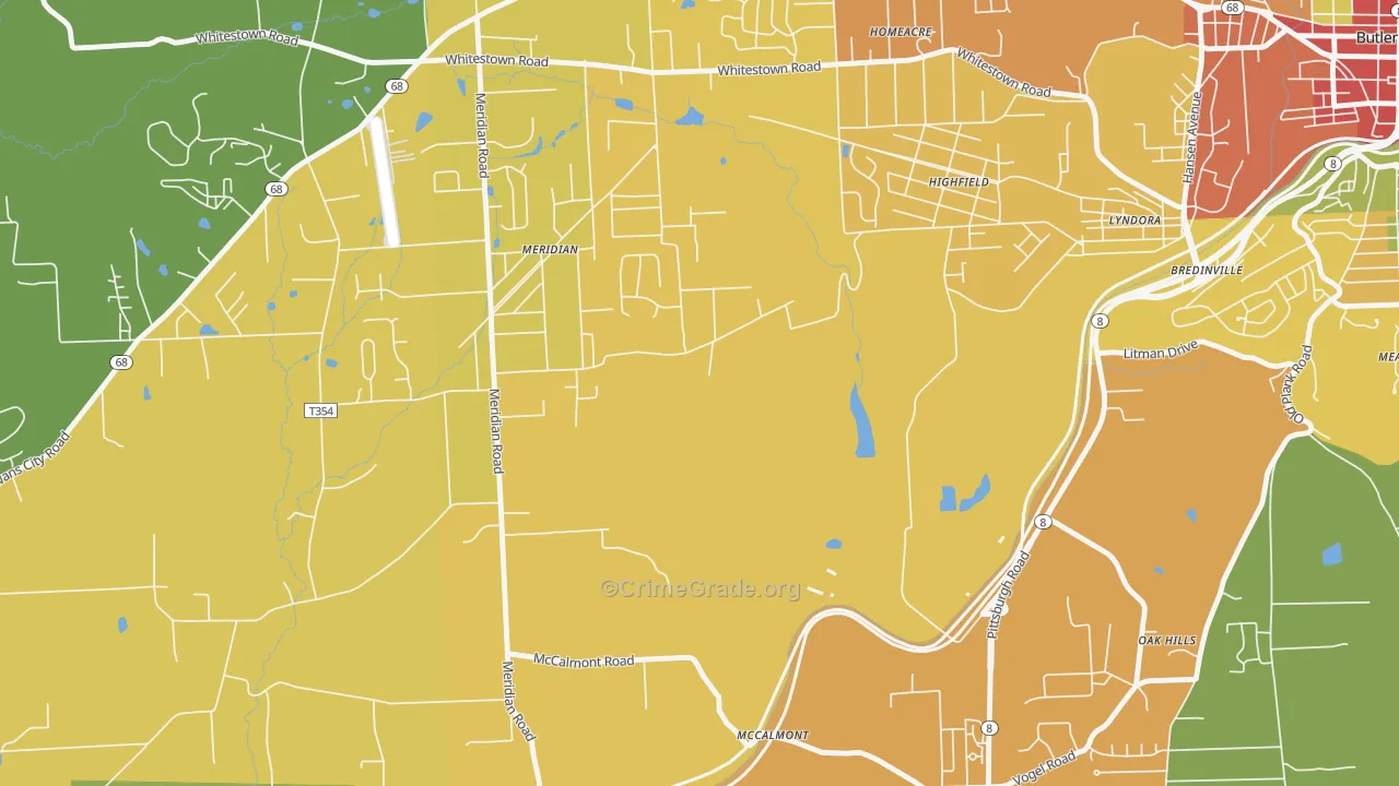 Meridian, PA Map of Drug-Related Crime Rates