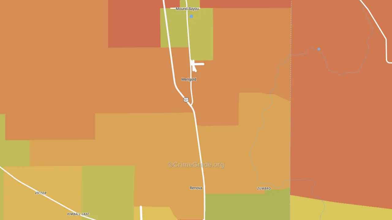 Merigold, MS Map of Drug-Related Crime Rates