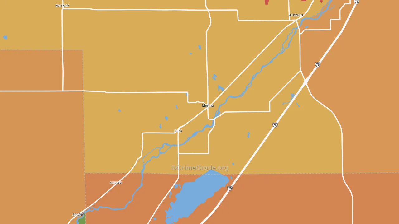 Merino, CO Map of Drug-Related Crime Rates