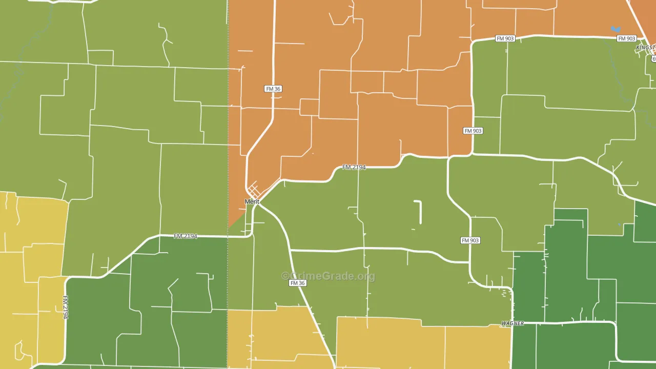 Merit, TX Map of Drug-Related Crime Rates