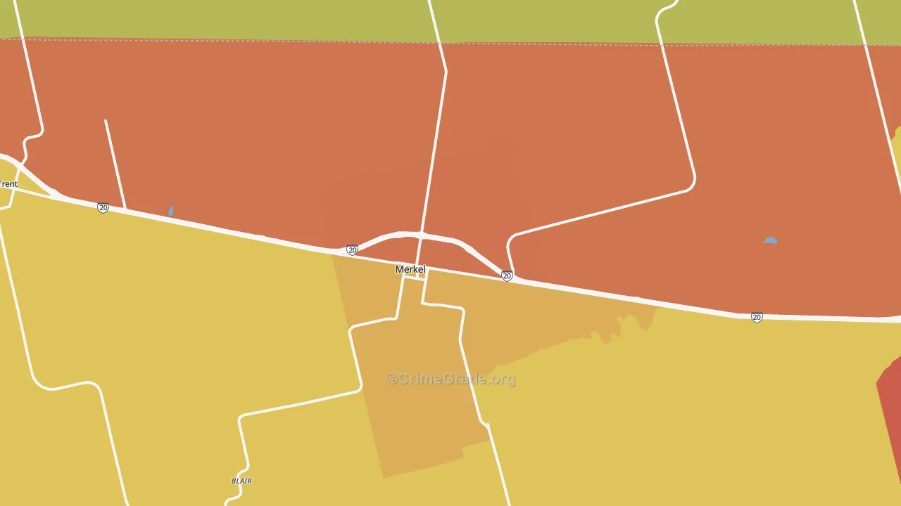 Merkel, TX Map of Drug-Related Crime Rates